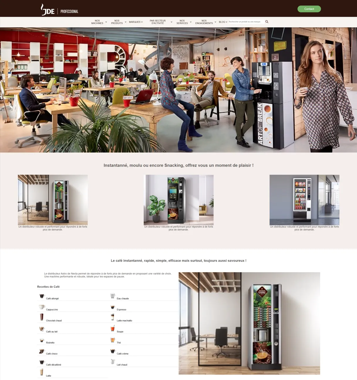 Aperçu de la landing page Jacobs Douwe Egberts (en-tête)