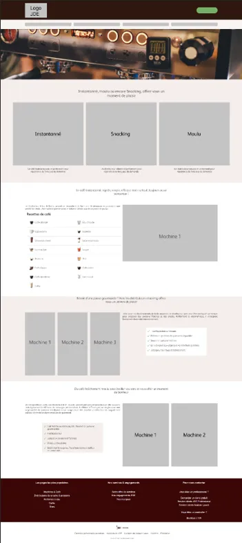 Wireframe / maquette de la page JDE