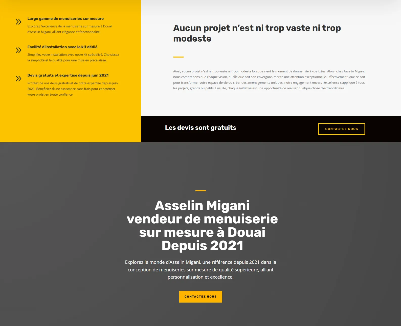 Asselin Migani â section centrale, prĂ©sentation des prestations et mises en avant