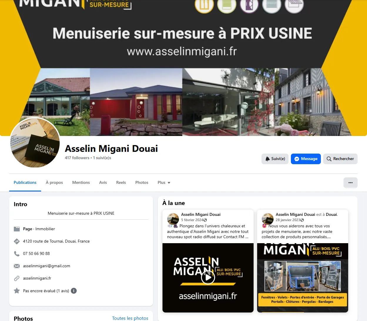 Asselin Migani — En-tête Facebook