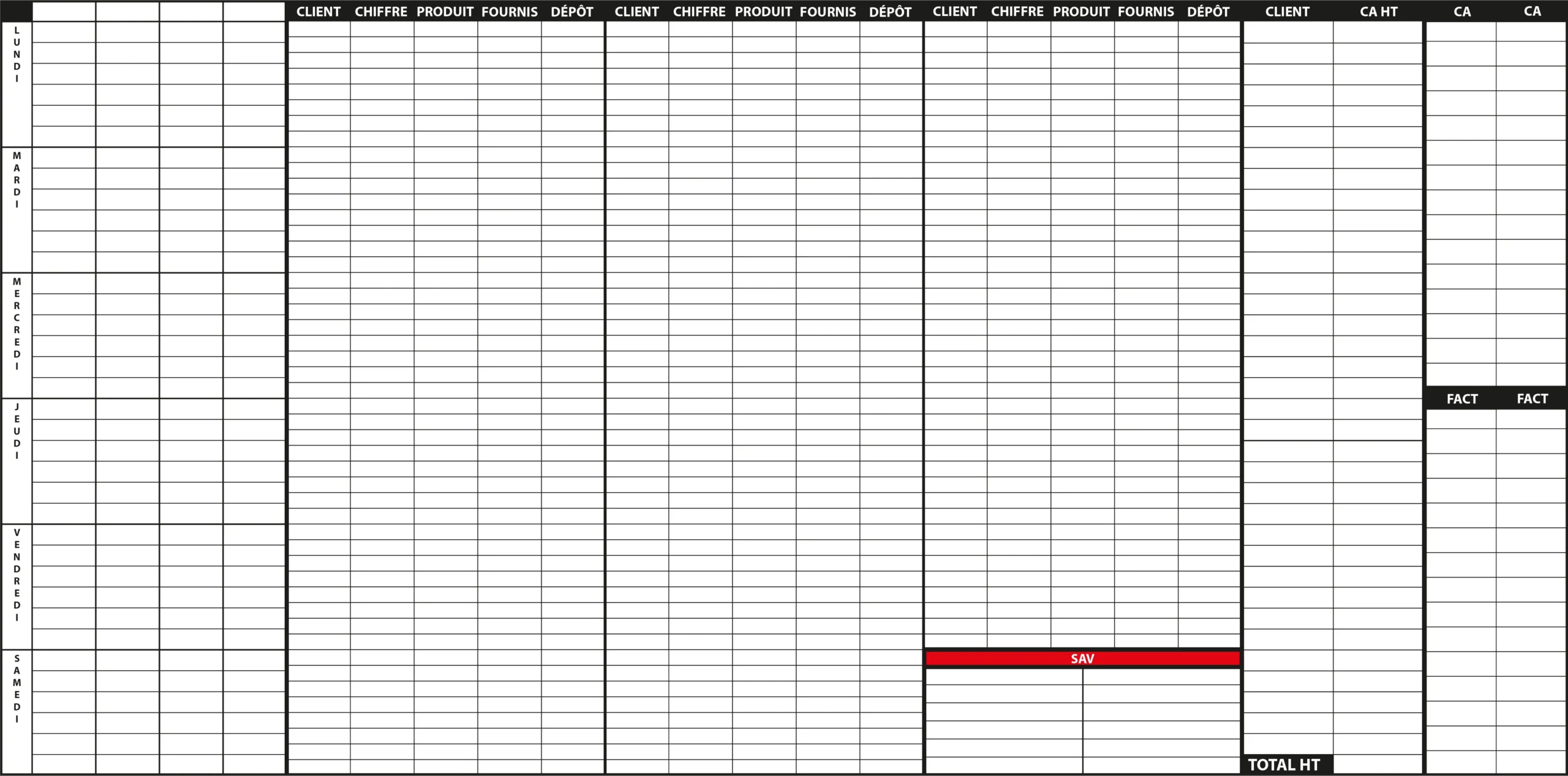 Tableau blanc de suivi hebdomadaire des chiffres clés FPJ et AM