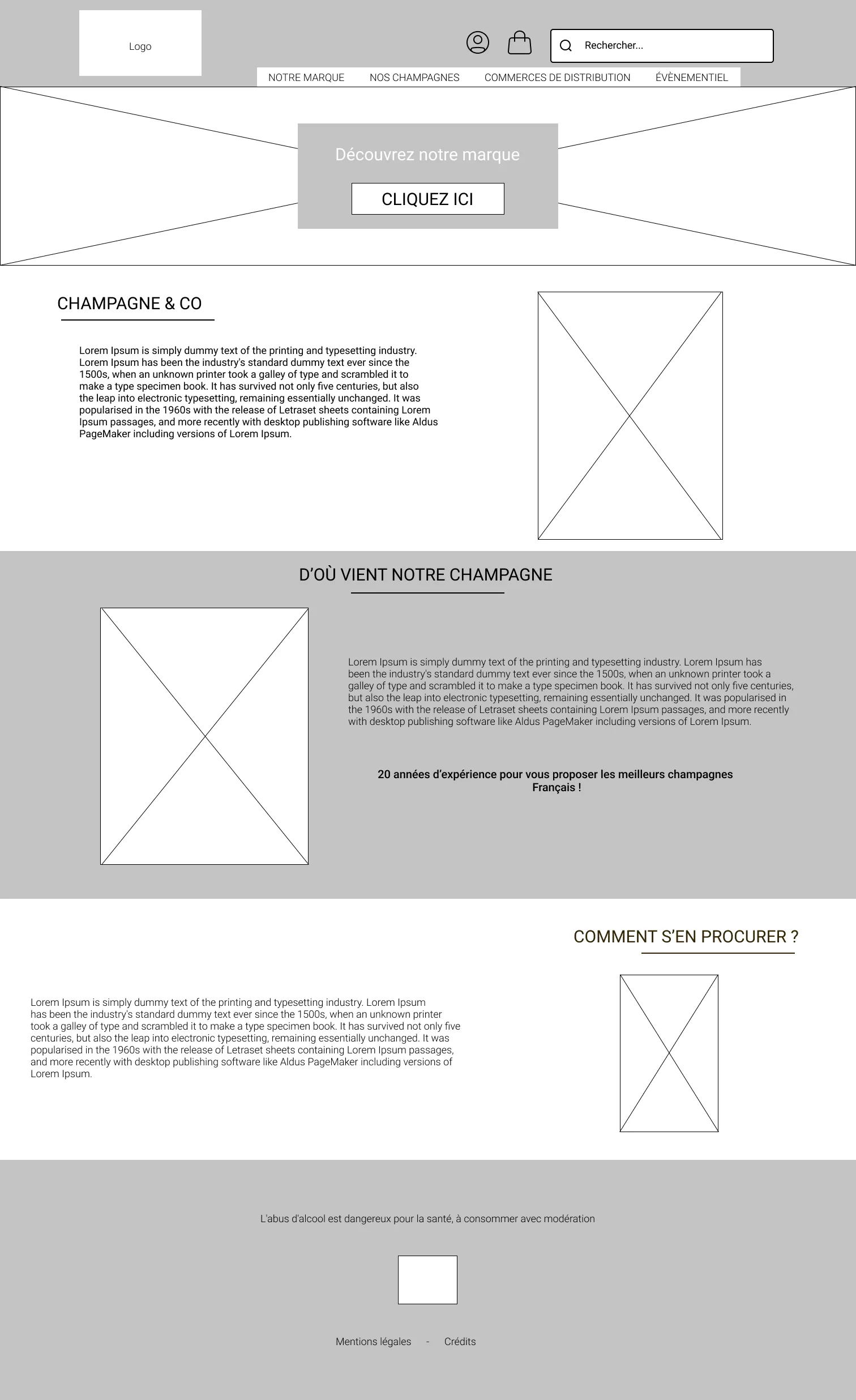 Wireframe de la page Accueil