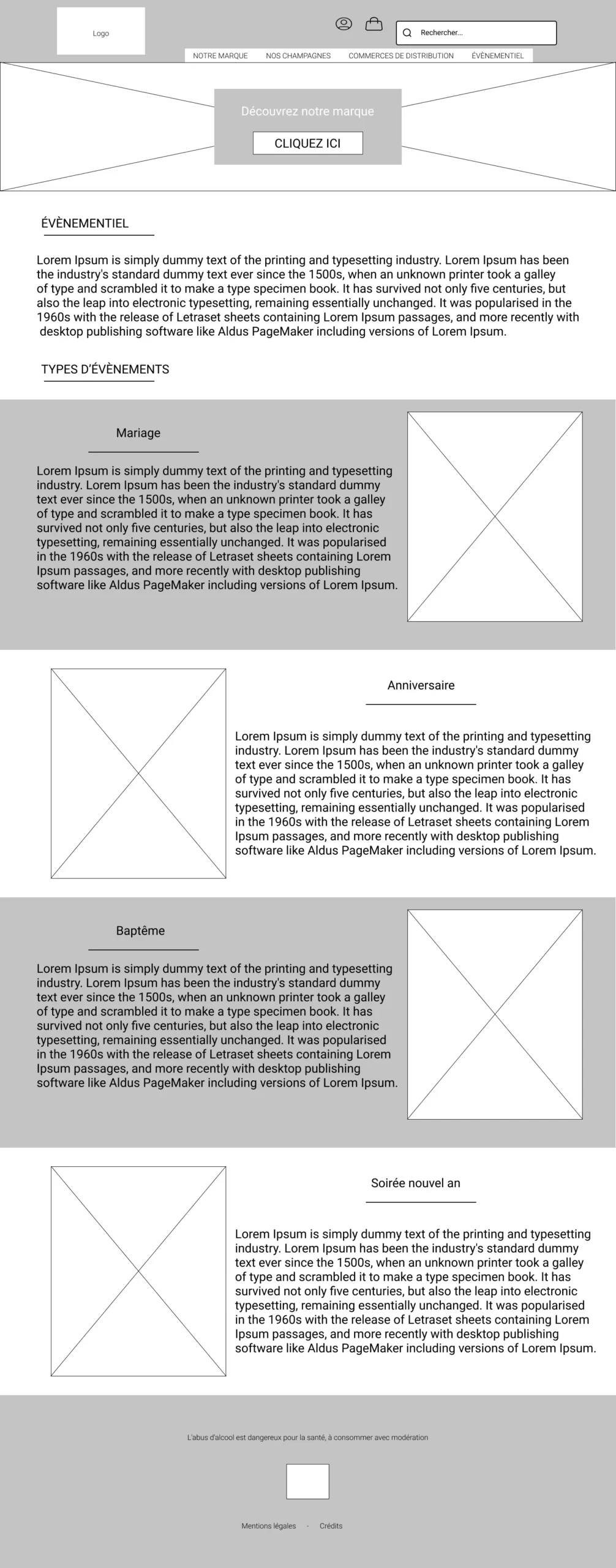 Wireframe Page Événementiel